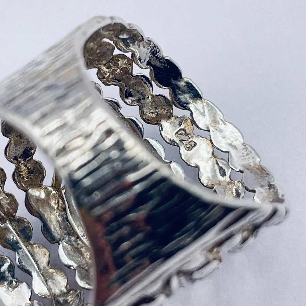 Shablool Israel Didae Sterling Silver Ring Cubic Zirconia Sparkling CZ Wide Ring